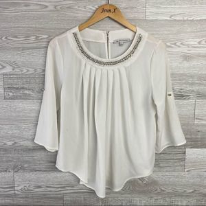 Love letter collection White Rhinestone Blouse